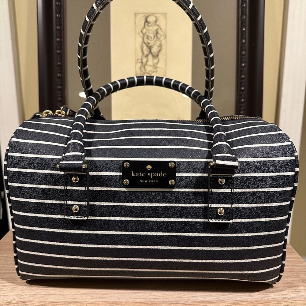 Kate Spade Navy and White Striped Melinda Satchel